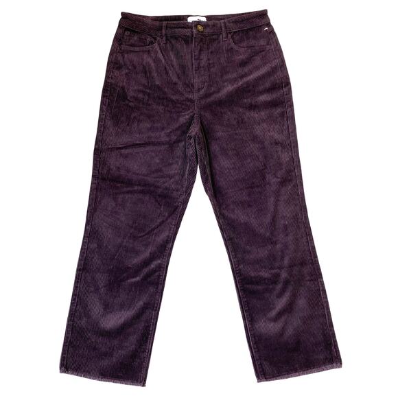 LOFT Straight Leg Corduroy Pants Women Size 14 Dark Purple Plum Preppy NEW - Picture 1 of 10